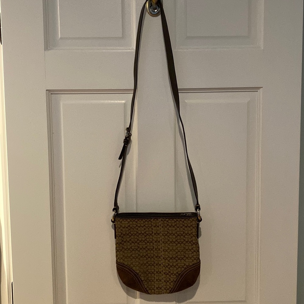 Coach Brown Logo Patterned Crossbody Bag